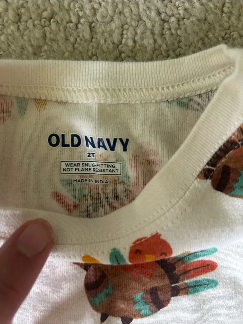 Old Navy toddler turkey Thanksgiving pajamas set 2T